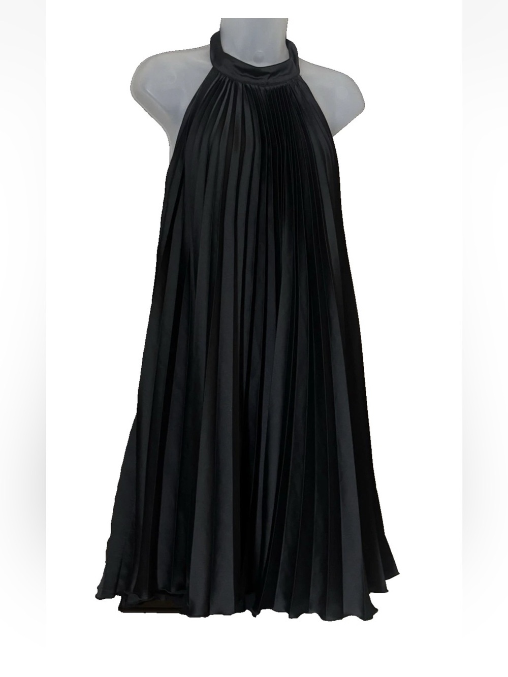 Abercrombie & Fitch Black Pleated Mini Halter Gizelle Trapeze Dress Size XL